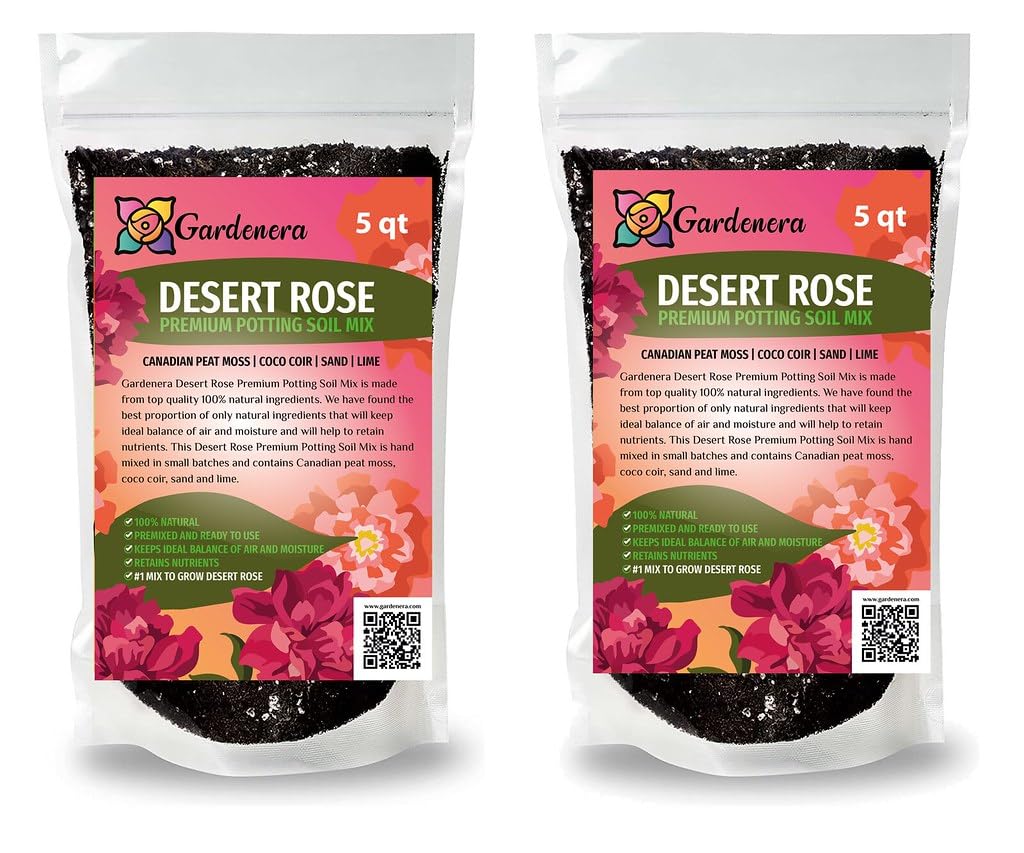 Gardenera Organic Desert Rose Soil Blend - Promote Strong Root Development and Flowering - 20 QUARTS