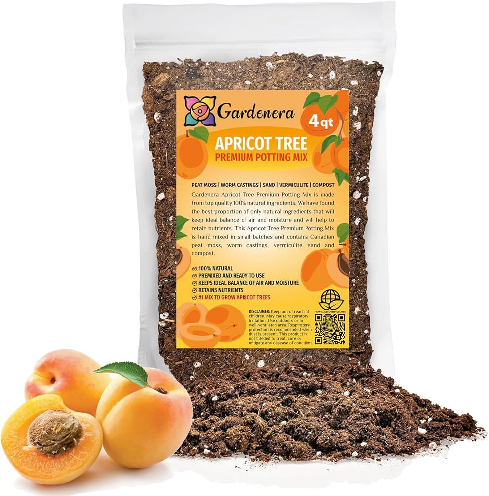 Gardenera Premium Apricot Potting Soil Mix - Ideal Nutrient Blend for Growing Robust, Flavorful, and Bountiful Apricots - 10 Quart