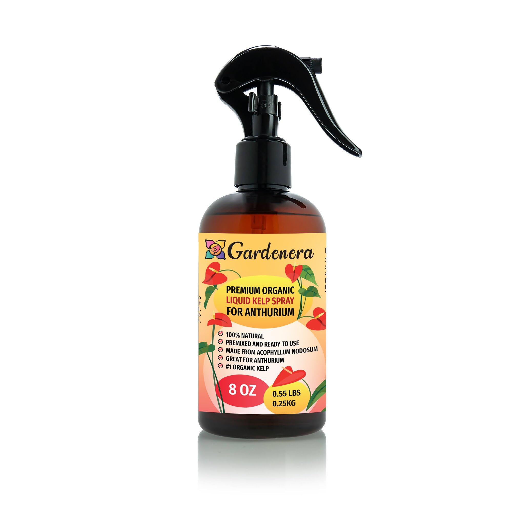 Gardenera Premium Organic Liquid Kelp Spray for ANTHURIUM - 8 oz - Boost Your Anthurium's Growth and Leaf Development Naturally