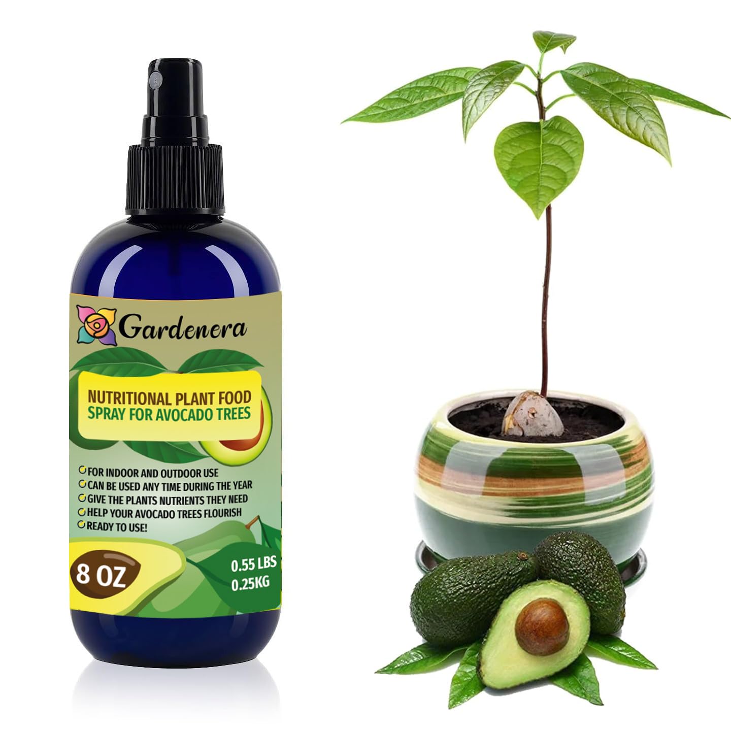 Gardenera Premium Nutritional Plant Food Spray for AVOCADO - Balanced Nutrition Plant Superfood | Excellent Growth Booster for Avocado Trees in Pots - 8oz