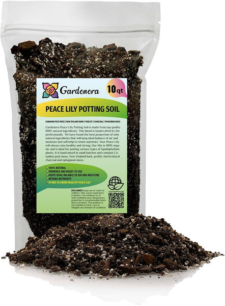 Gardenera's Professional Grade Mix for Stunning Peace Lilies: The Essential Ingredient for Indoor Plant Success [10-Quart Bag] 4 QT