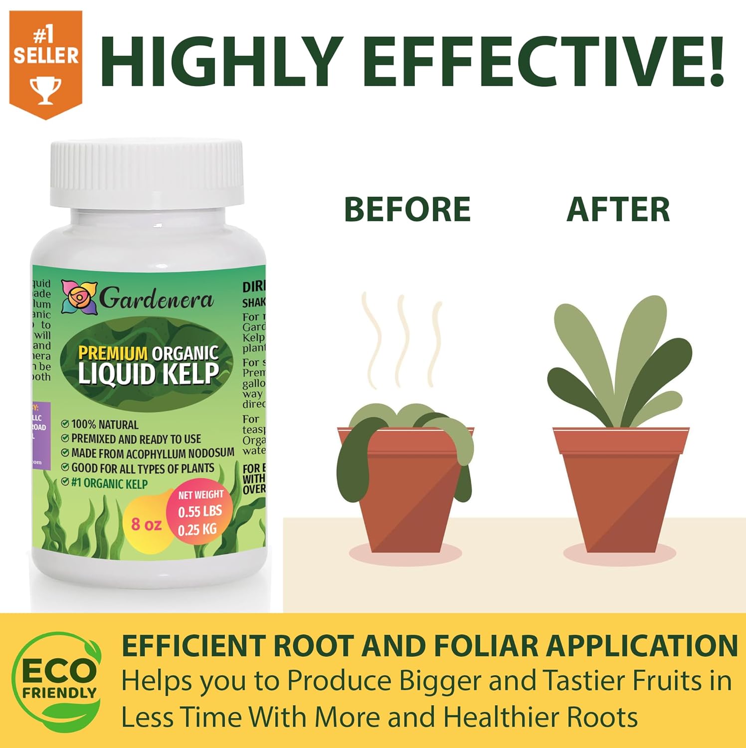 liquid seaweed for house plants GARDENERA Natural Liquid Seaweed Premium Concentrate - 16 oz - Organic Plant Superfood for Gardening