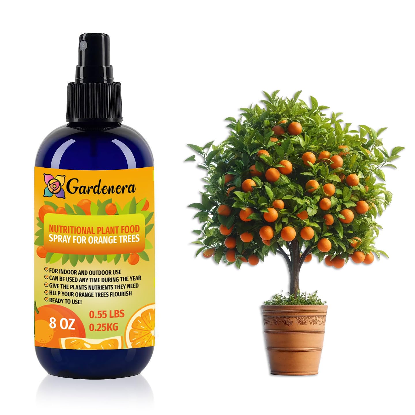 Gardenera Premium Nutritional Plant Food Spray for ORANGE - Balanced Nutrition Plant Superfood | Excellent Growth Booster for Orange Trees in Pots - 8oz