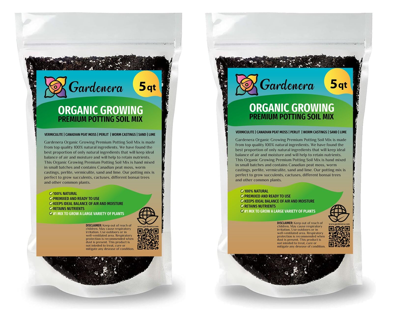 Gardenera Organic Planting Soil - Feed Your Plants with The Nutrients They Need in a Sustainable Way - 10 QUARTS