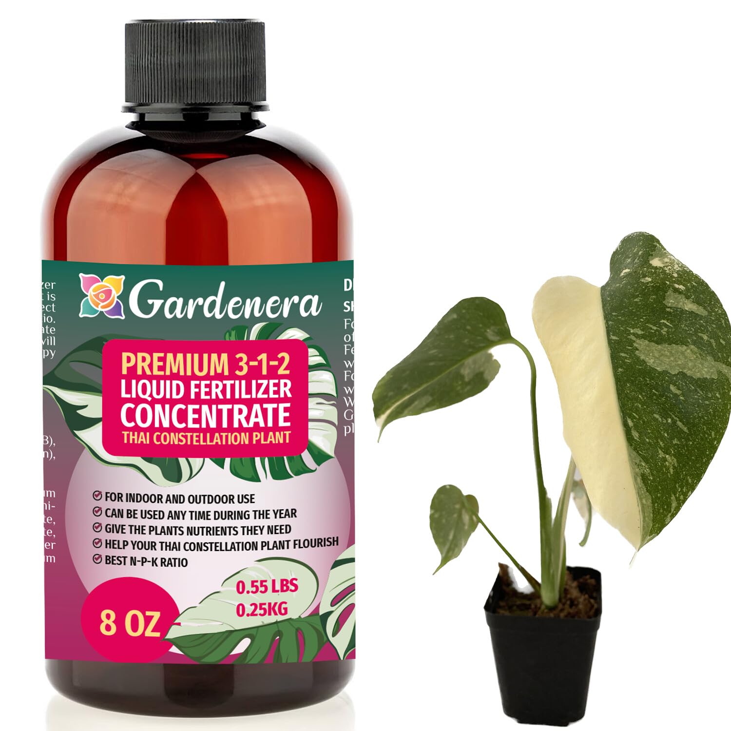 Premium Liquid Thai Constellation Plant Fertilizer - 3-1-2 Concentrate for Indoor Plants and Flowers by Gardenera | Organic Plant Food for Monstera Plants - 8oz