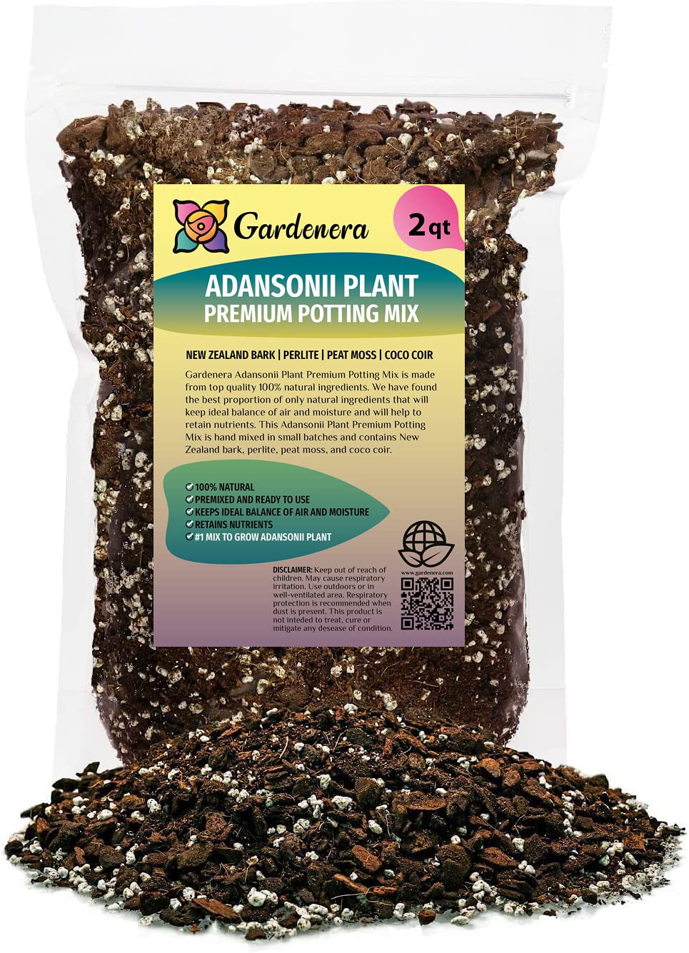 GARDENERA Monstera Adansonii Premium Soil Blend - 10 QT - Promote Aeration, Drainage & Nutrient Retention - (2 Bags of 5 Quart)