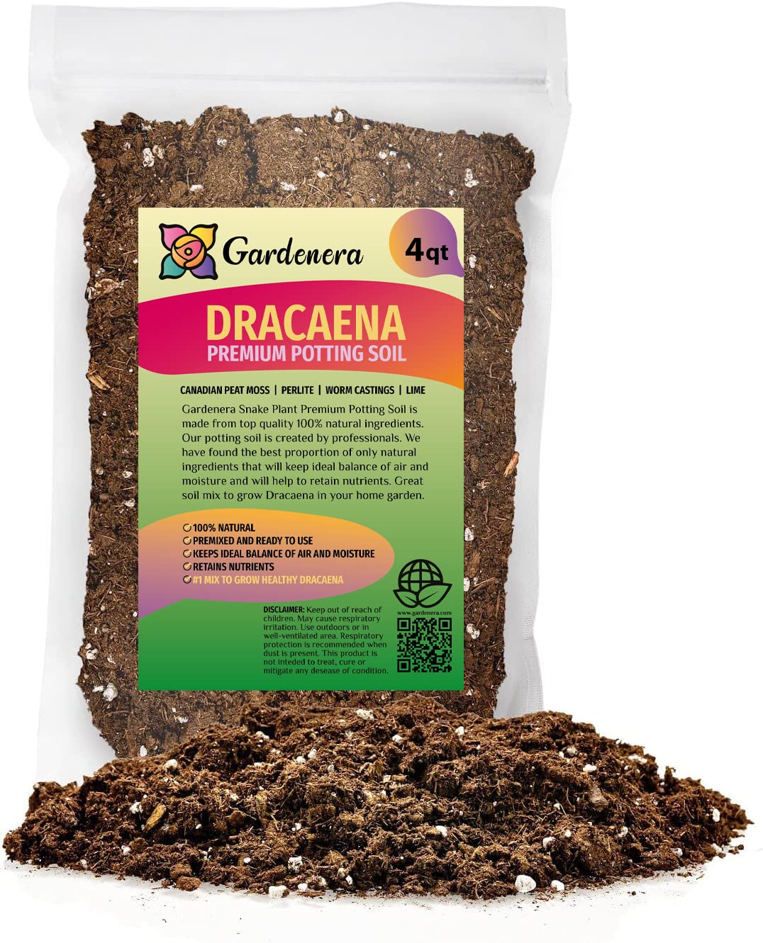 GARDENERA Premium Dracaena Soil Mix - 1 QUART - Expertly Formulated Potting Mix for Thriving Dracaena Trees and Shrubs