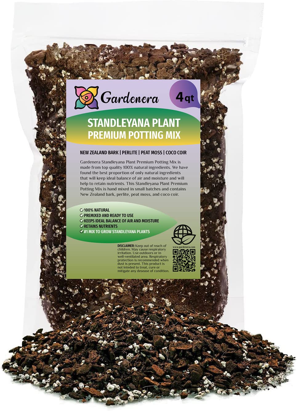 PREMIUM Monstera Standleyana Planting Mix - Promotes Steady Growth and Vibrant Leaves by Gardenera - 10 Quart (2 Bags of 5 Quart)