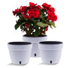 Santino ASTI 11.8 Inch Self Watering Planters White/Black (Set of 3) for Indoor Plants - Premium Quality Modern Plastic Pot w/Water Level Indicator for All House Plants, African Violets and Dahlias