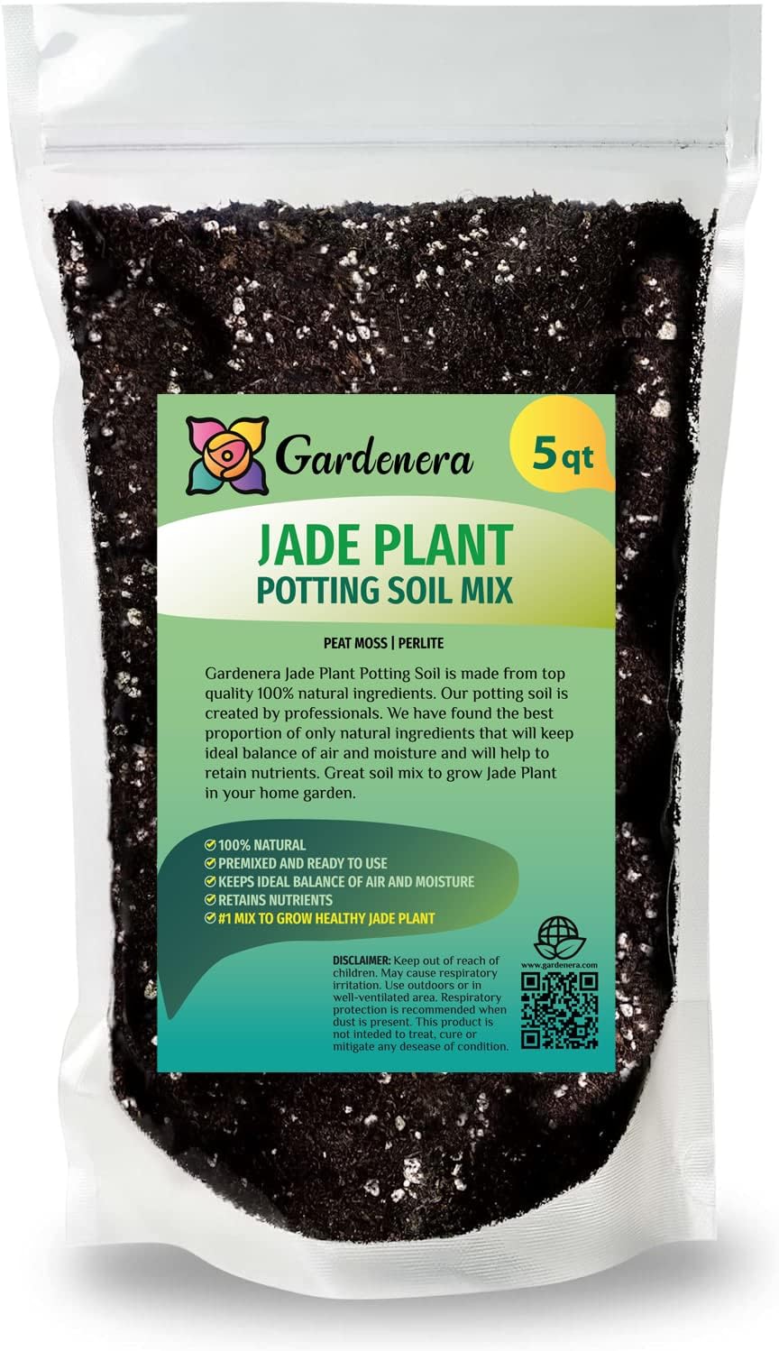 GARDENERA Premium Jade Plant Potting Soil Mix - 10 Quart (2 Bags of 5 Quart)