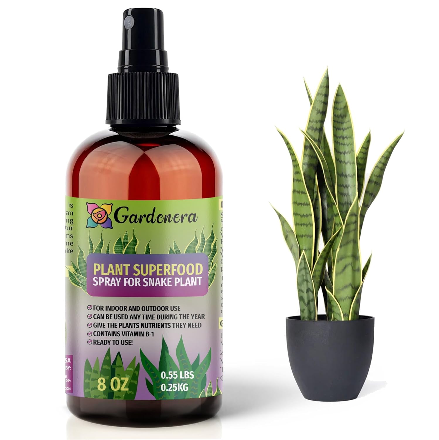 Plant Superfood for SNAKE PLANTS with B1 Vitamin, Glucose and Essential Minerals - Organic Plant Food Fertilizer for Indoor & Outdoor SNAKE Plant Care - 8oz