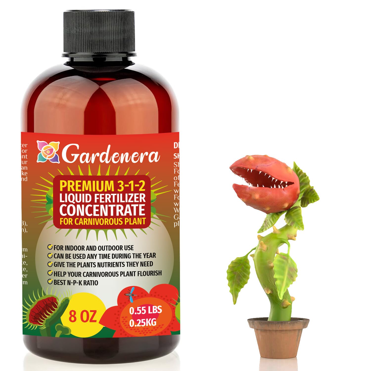 Premium Liquid Carnivorous Plant Fertilizer - 3-1-2 Concentrate for Indoor Plants and Flowers by Gardenera | Organic Plant Food for Carnivorous Plants - 32oz