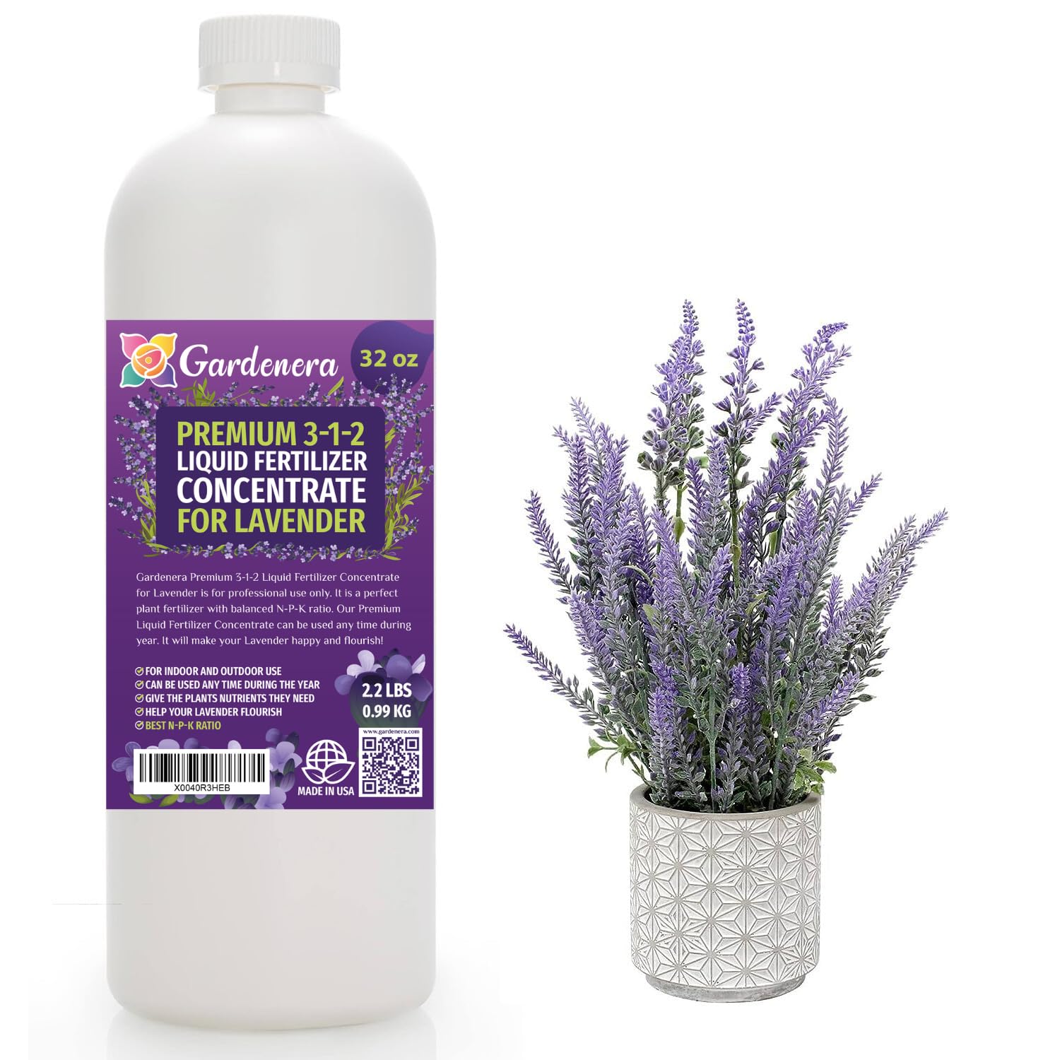 best plant food for lavender Premium Liquid Lavender Plant Fertilizer - 3-1-2 Concentrate for Indoor Plants and Flowers by Gardenera | Organic Plant Food for Lavenders