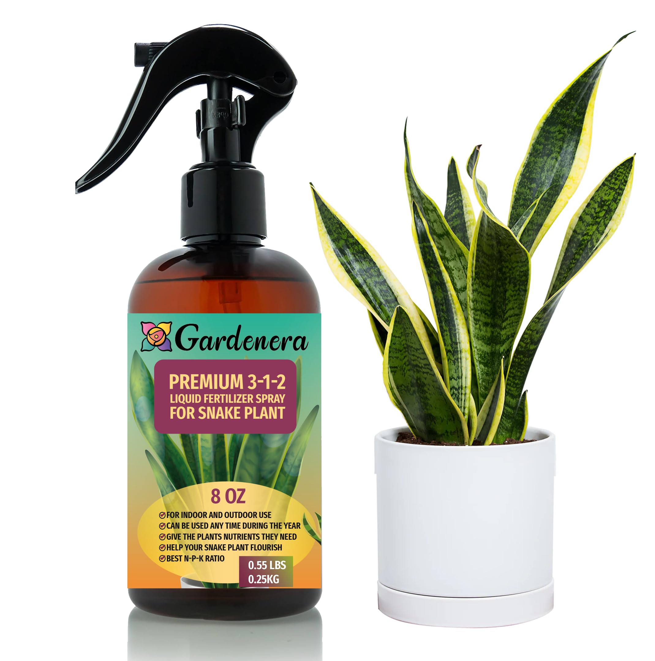pasta water for snake plant Gardenera Proffesional SNAKE PLANT Spray Fertilizer Mist for Home Gardening | 3-1-2 Gentle Blend Mist for Healthy Leaves & Growth