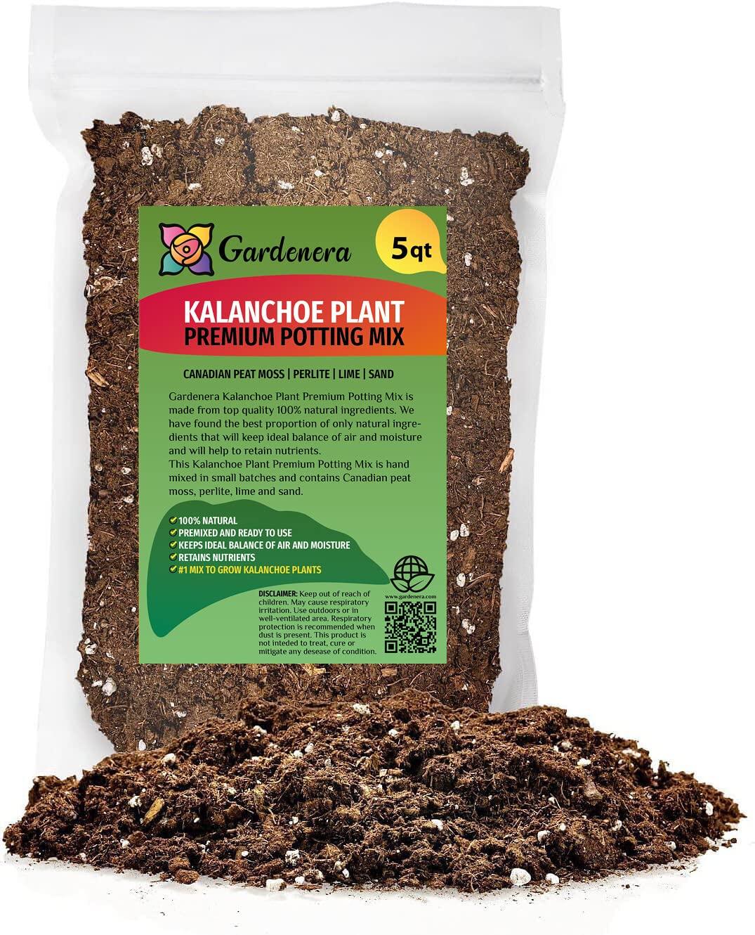 Gardenera Premium Kalanchoe Plant Potting Mix - Nourish and Revitalize Your Plants with a Perfect Blend of Natural Ingredients - 2 QUART