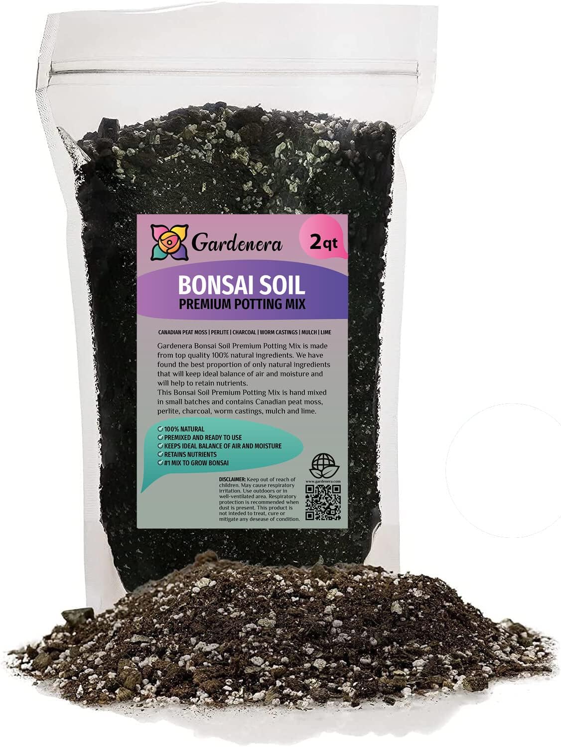 Gardenera Professional Bonsai Soil Potting Mix - Optimal Balance for Healthy Bonsai Growth and Nutrient Retention - 1 Quart