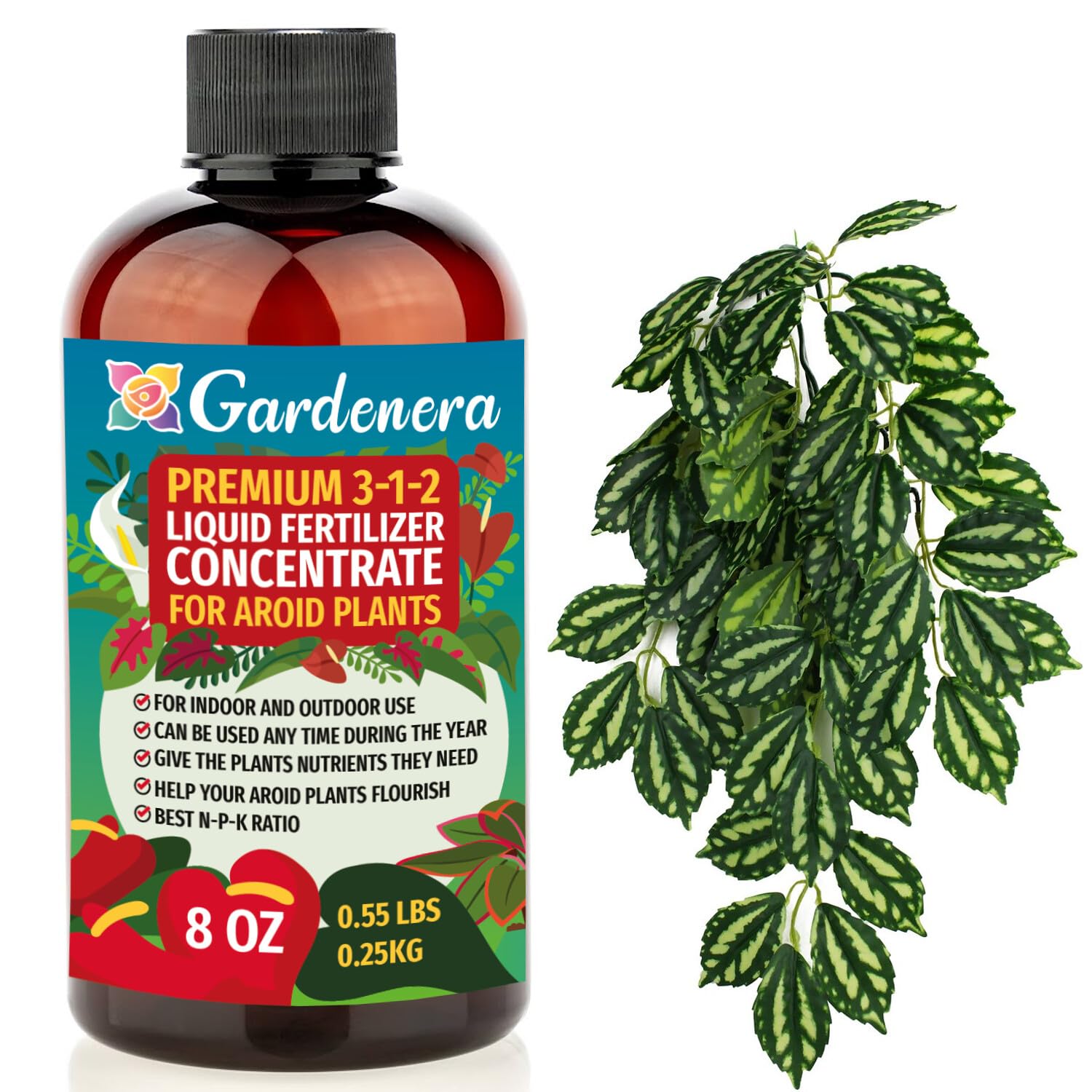 hydroponic fertilizer for indoor plants Premium Liquid AROID Plant Fertilizer - 3-1-2 Concentrate for Indoor Plants and Flowers by Gardenera | Organic Plant Food for AROIDS