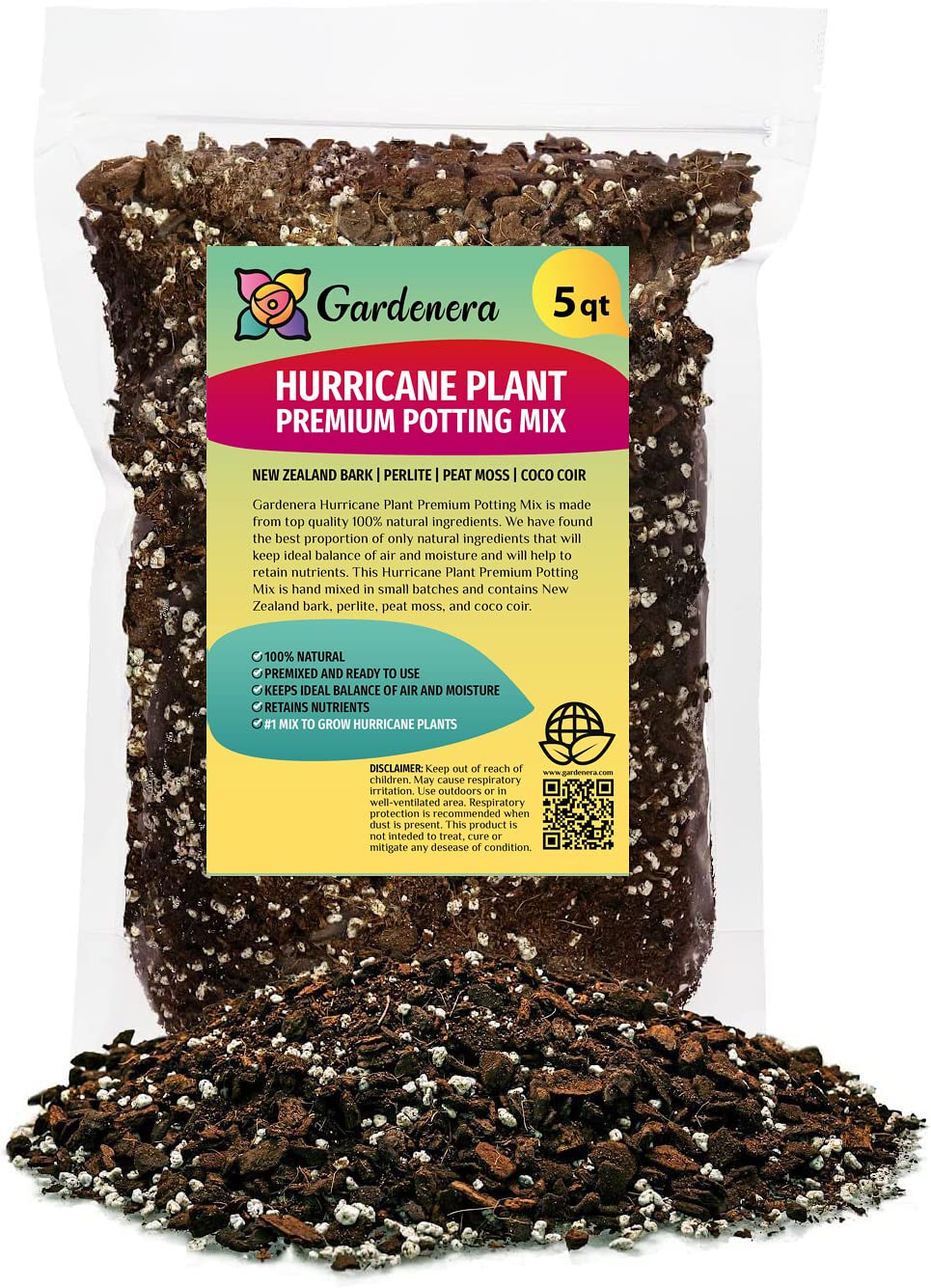 GARDENERA Hurricane Plant Planting Mix - Promotes Steady Growth and Lush Leaves - 10 Quart (2 Bags of 5 Quart)