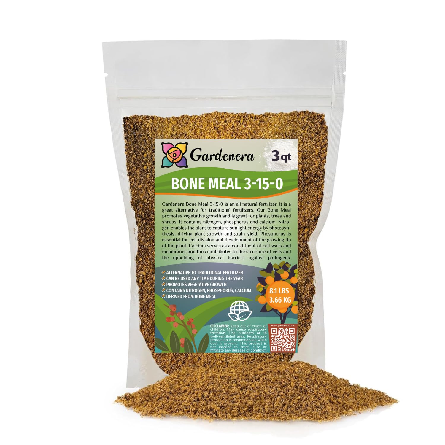 bone meal for potted plants GARDENERA Natural Bone Meal Fertilizer - Add to Potting Soil - Strong Root Development Organic Gardening for Tomatoes, Peppers, and Bulbs