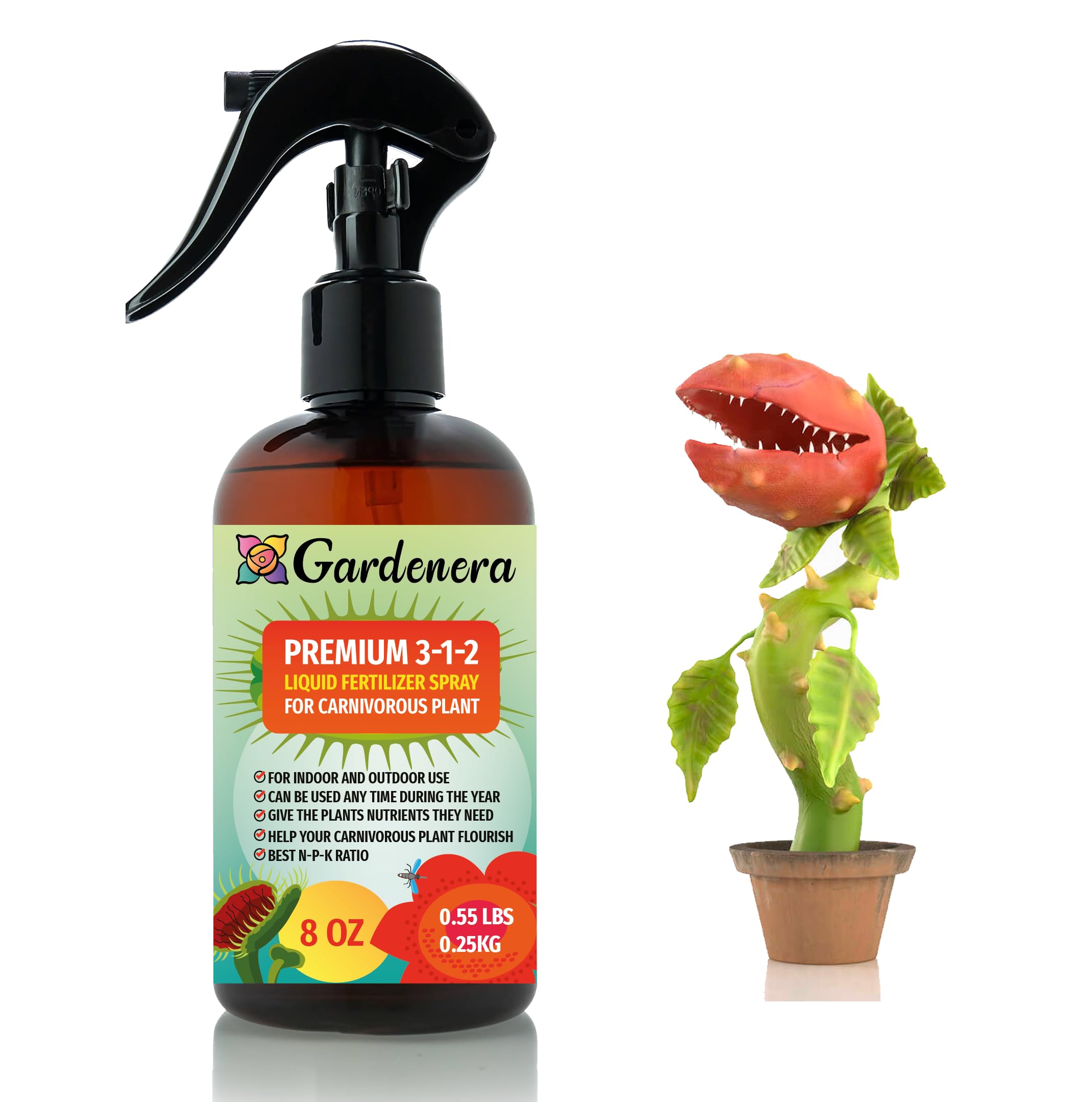 fertilizer for carnivorous plants Gardenera Proffesional CARNIVOROUS Plants Spray Fertilizer Mist for Home Gardening | 3-1-2 Gentle Blend Mist for Healthy Leaves & Growth