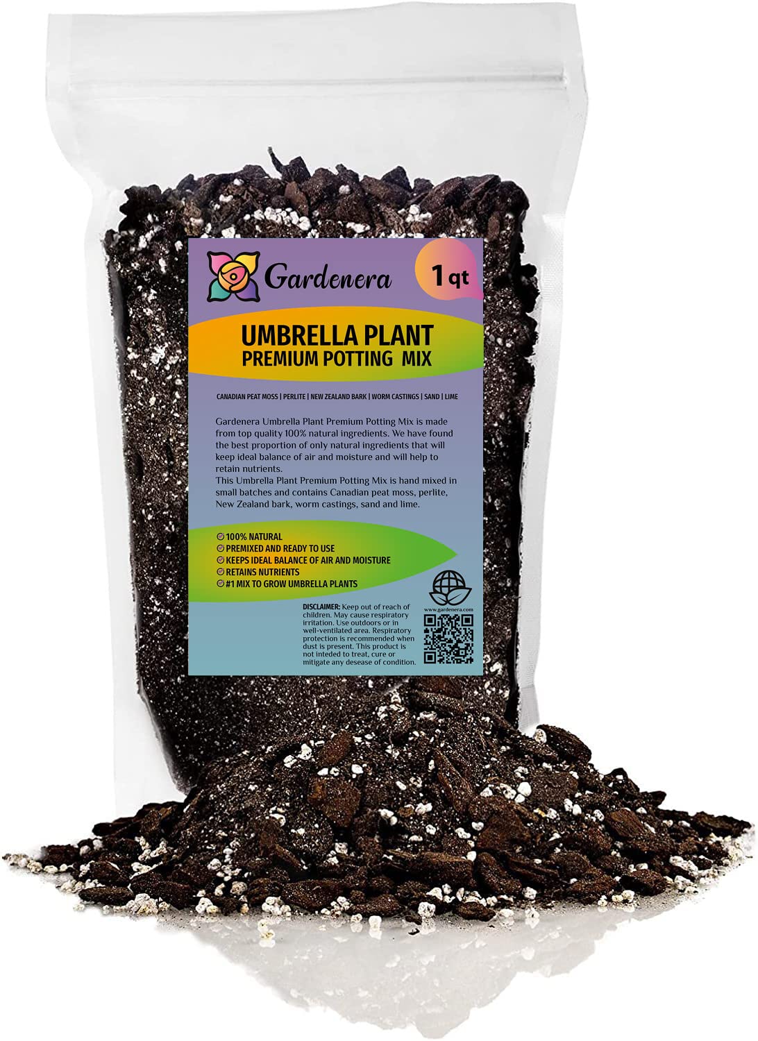 Gardenera Premium Potting Mix for Umbrella Plants - Nutrient-Packed and Easy to Use - 2 QUART