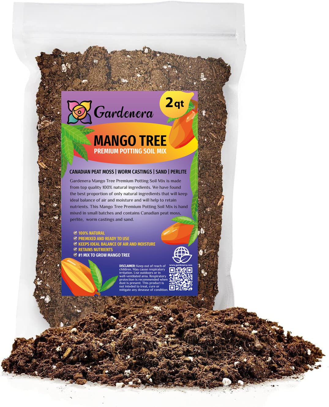 Gardenera Premium Mango Tree Potting Mix - Elevate Your Harvest with Tropical Flavor and Bountiful Yields - 4 QUART