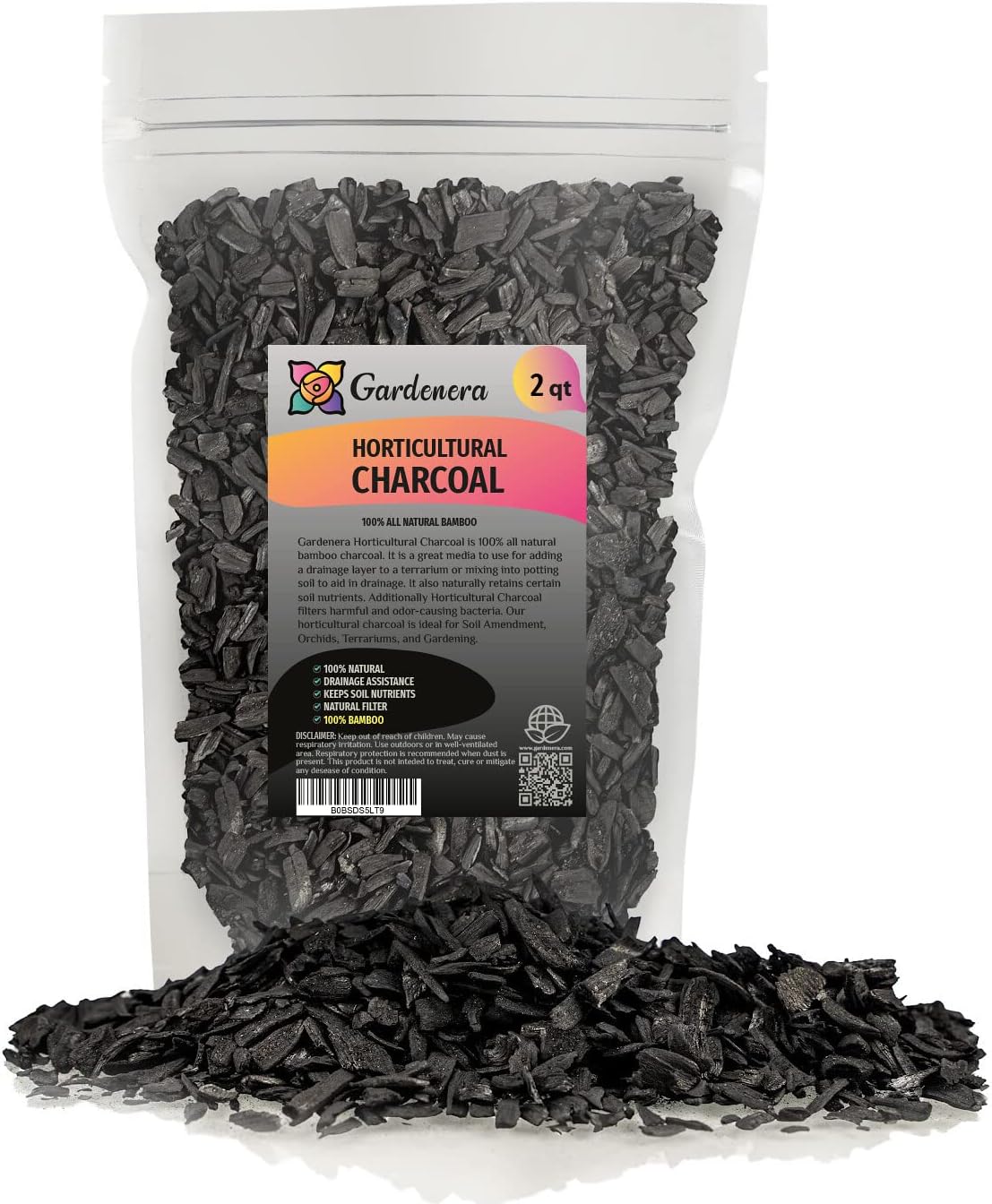 GARDENERA Horticultural Charcoal for Indoor Plants [10-Quart Bag] Black Diamond Soil Amendment for Orchids, Terrariums, and Gardening