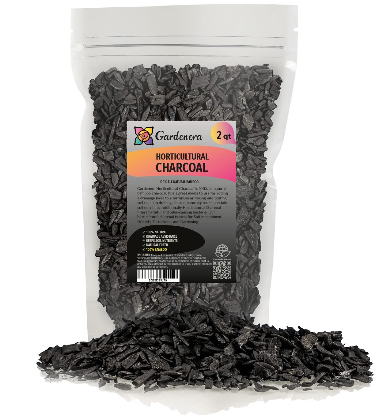 Gardenera - 10 QUART - Premium Horticultural CHARCOAL for Indoor Plants | Black Diamond Soil Amendment for Orchids, Terrariums, and Gardening (2 Bags of 5 Quart)