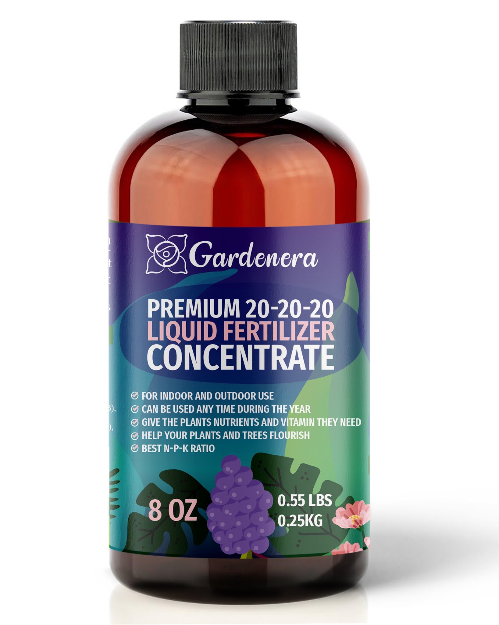 Gardenera Premium All-Purpose 20-20-20 Liquid Fertlizer - ??????????? - Increases Flowering and Yield on All Varieties of Fruits, Vegetables and Flowers| Liquid Plant Superfood (32 OZ)