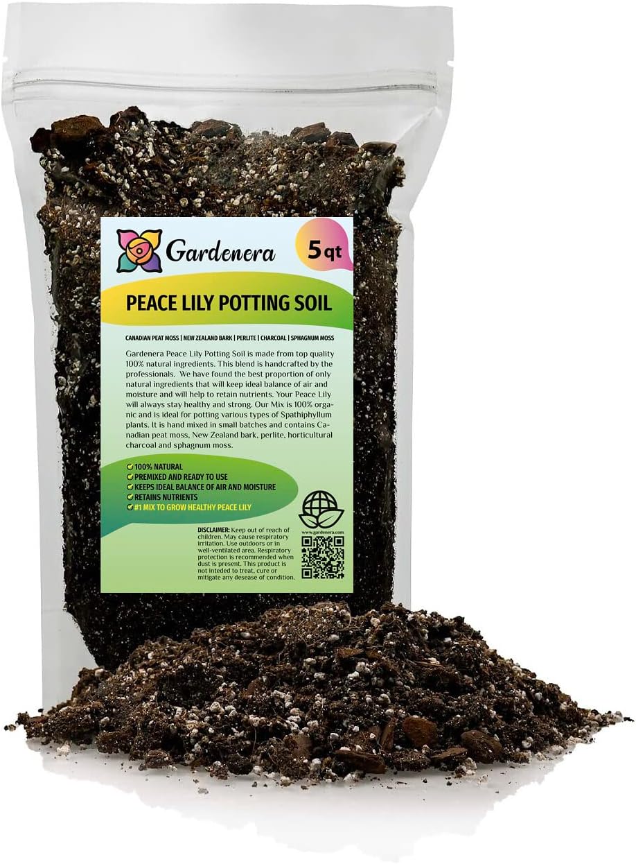 Gardenera's Professional Grade Mix for Stunning Peace Lilies: The Essential Ingredient for Indoor Plant Success [10-Quart Bag]