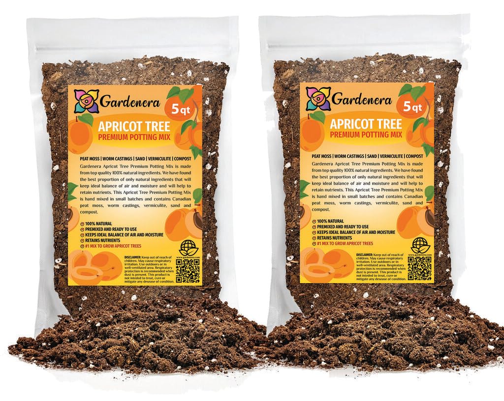 Gardenera Premium Apricot Potting Soil Mix - Ideal Nutrient Blend for Growing Robust, Flavorful, and Bountiful Apricots - 10 Quart