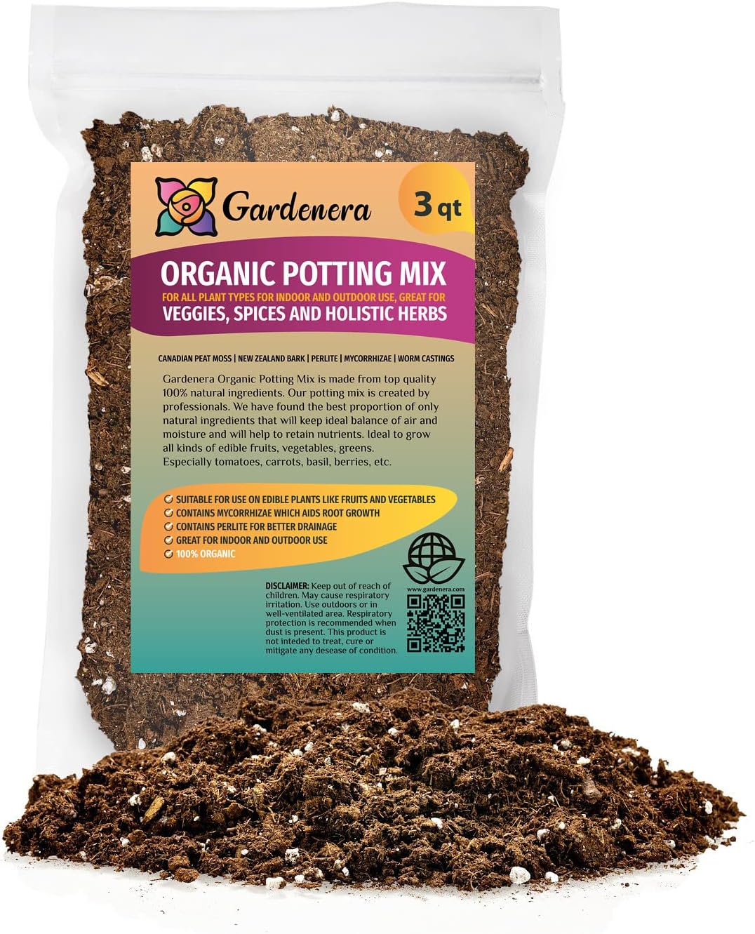 potting mix uses GARDENERA Organic Potting Mix for All Plant Types for Indoor and Outdoor Use, Great for Veggies, Spices, and Holistic Herbs - (1 Quart Bag)