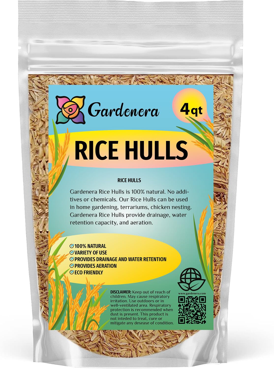 Sustainable Mulching with Gardenera Rice Hulls - Maintain Soil Temperature, Suppress Weeds, and Conserve Water - 10 QUARTS