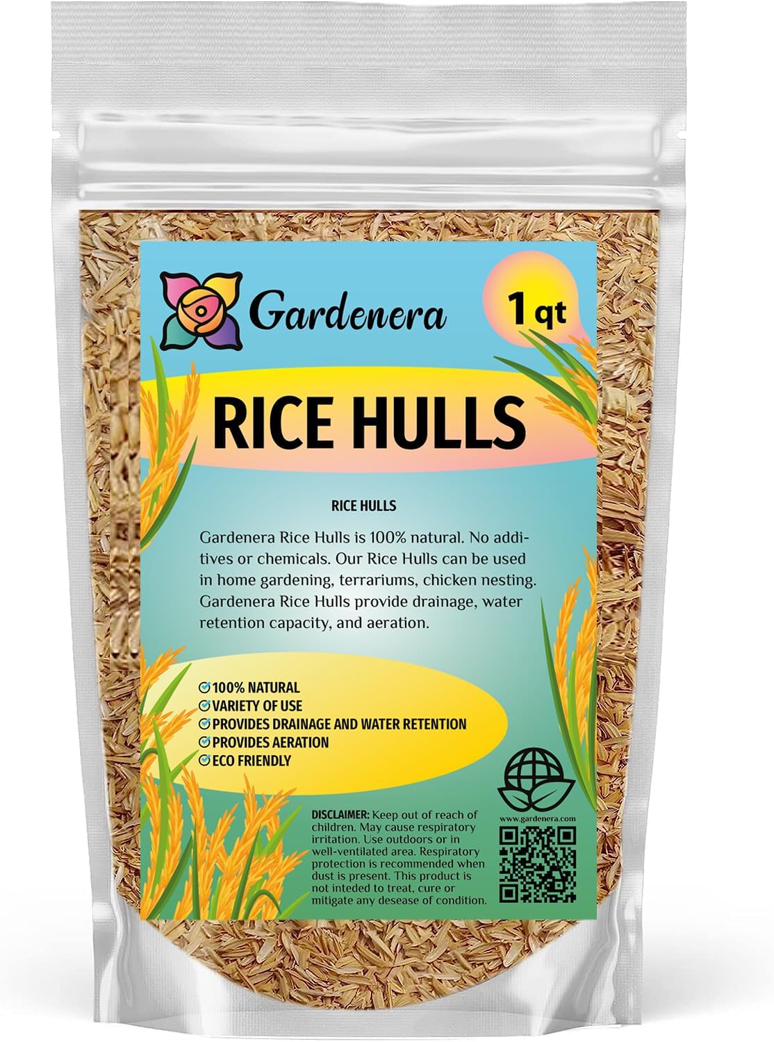 Sustainable Gardening Made Easy: Gardenera Rice Hulls - Harness The Power of Natural Mulch and Plant Protection - 10 QUARTS