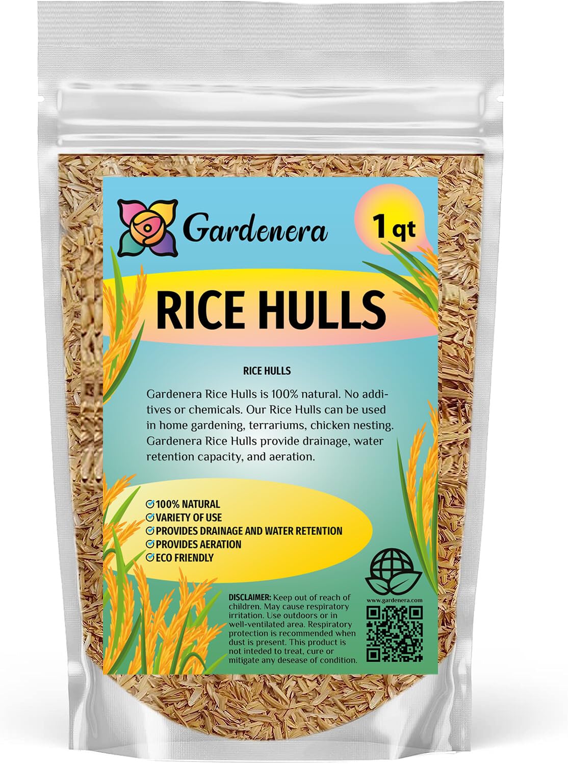 Sustainable Mulching with Gardenera Rice Hulls - Maintain Soil Temperature, Suppress Weeds, and Conserve Water - 10 QUARTS