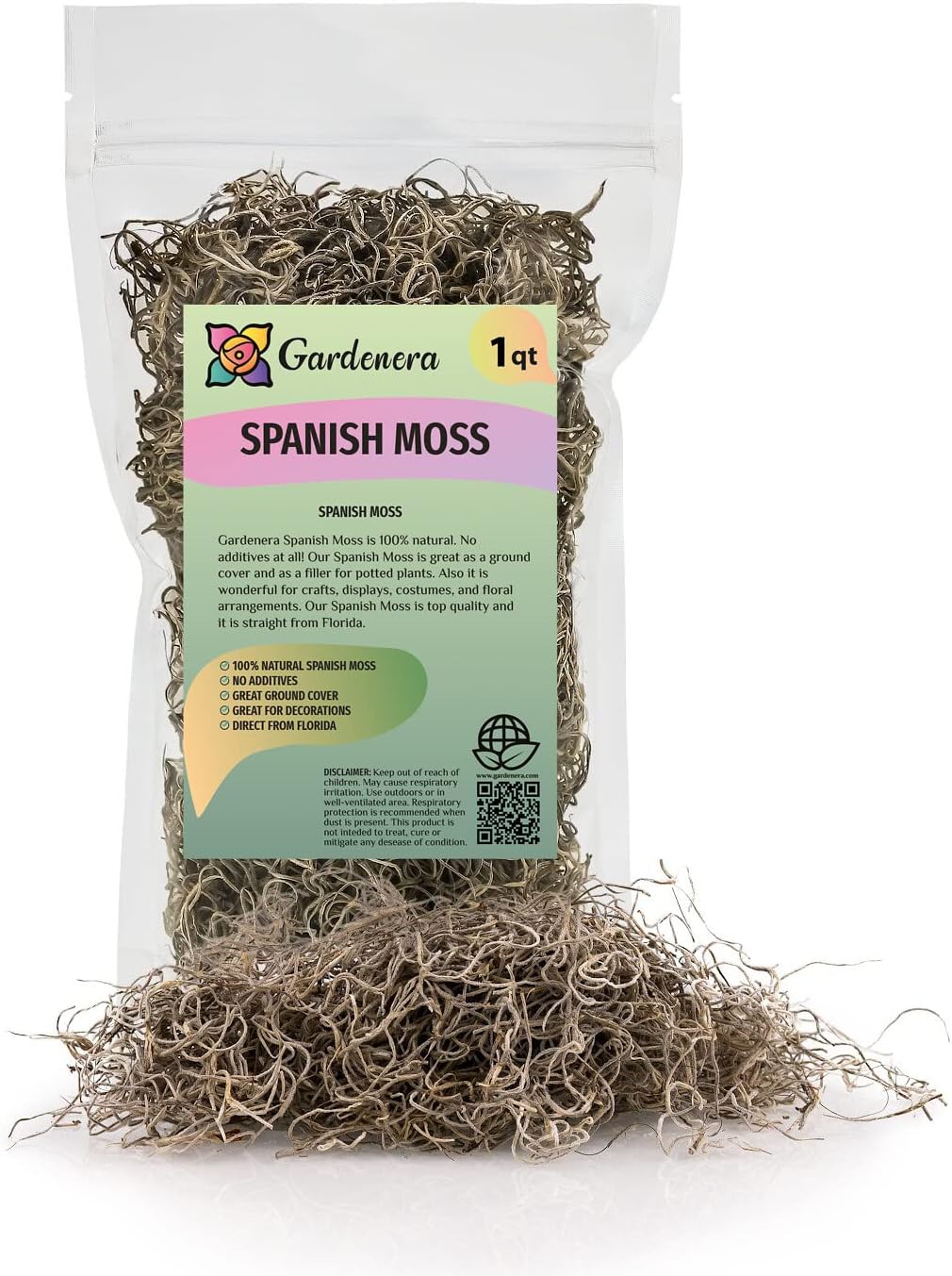 Premium Natural Spanish Moss | Natural Preserved - 10 Quart - Great Ground Cover - Filler for Potted Plants (2 Bags of 5 Quart)