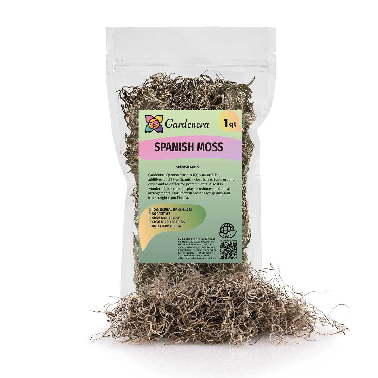 Premium Natural Spanish Moss | Natural Preserved - 10 Quart - Great Ground Cover - Filler for Potted Plants (2 Bags of 5 Quart)