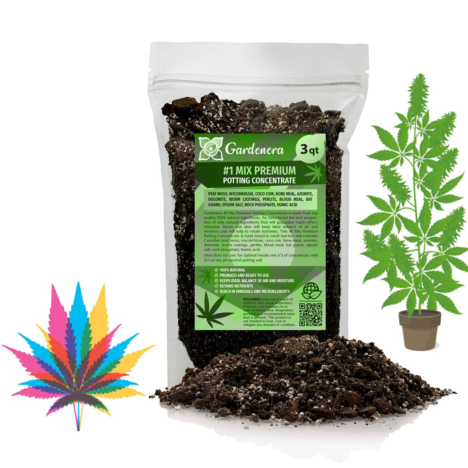 Gardenera Premium Organic Potting Soil Blend for Autoflower Plants - The Ultimate Mix for Healthy, Vibrant, and High-Yield Crops - 10 QUARTS