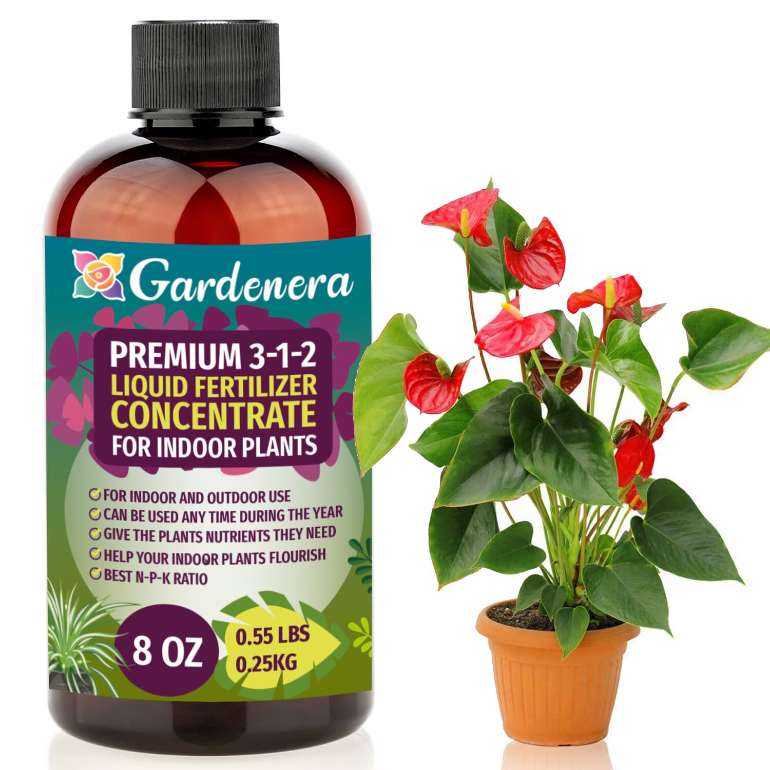 all purpose fertilizer for indoor plants GARDENERA Premium 3-1-2 All Purpose Liquid Fertilizer Consentrate for All Indoor Plants & Flowers