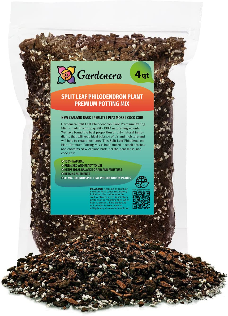 Premium Potting Mix for Split Leaf Philodendron - Hand-crafted Blend for Optimal Nutrients by Gardenera - 1 Quart