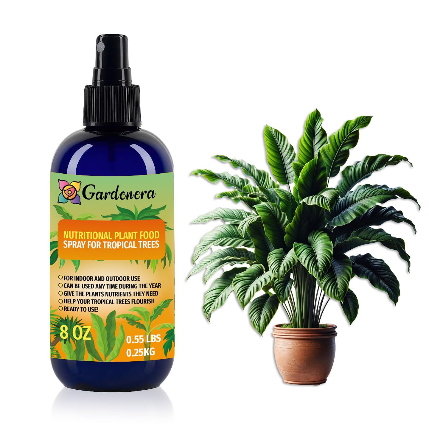 Gardenera Premium Nutritional Plant Food Spray for TROPICAL PLANTS - Balanced Nutrition Plant Superfood | Excellent Growth Booster for All Tropical Plants in Pots - 8oz