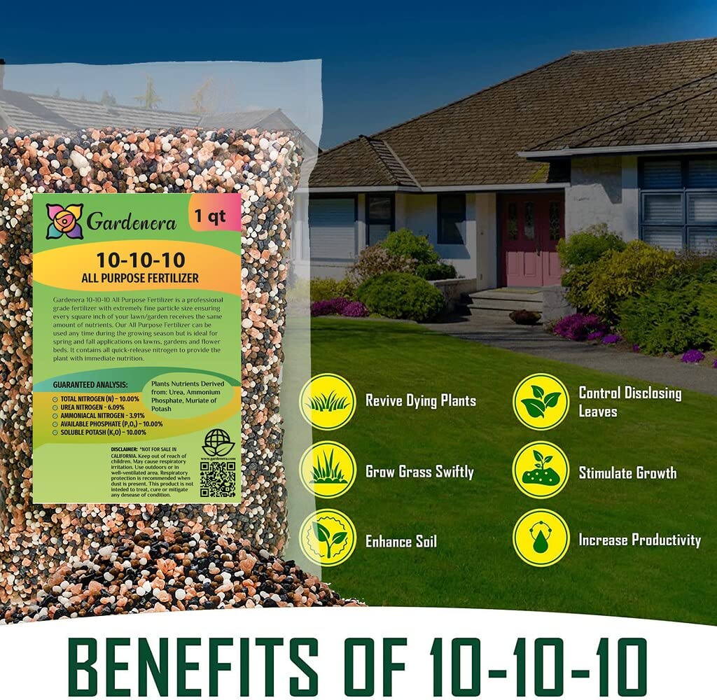 All-Purpose Planting and Growing Food 10-10-10 Fertilizer by Gardenera - 20 Quart - Boost Your Garden's Growth - (4 Bags of 5 Quart)