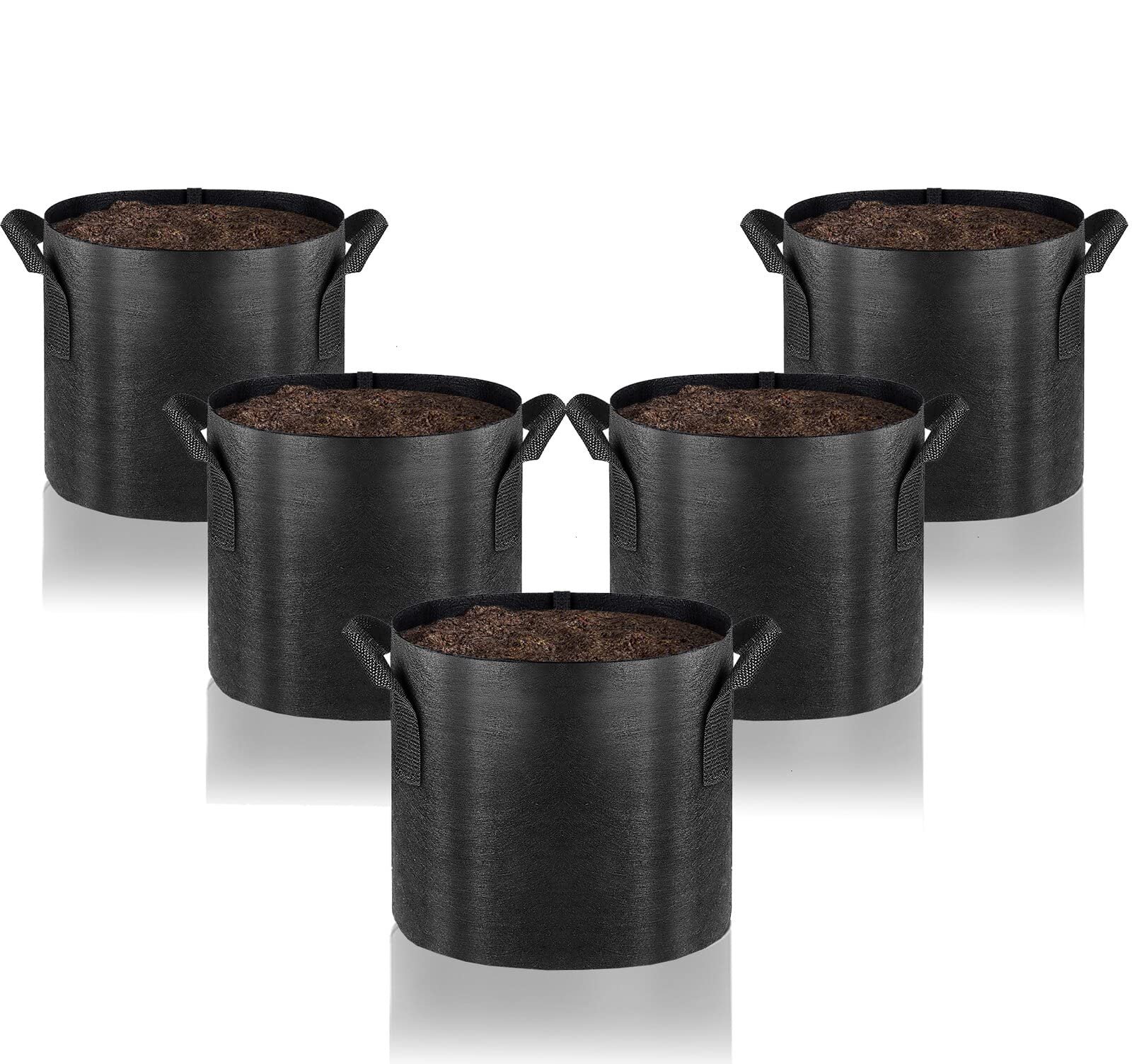 Gardenera Fabric Pots for Plants - 20-Pack 5 Gallon Grow Bags with Aeration and Handles, Perfect for Organic Gardening