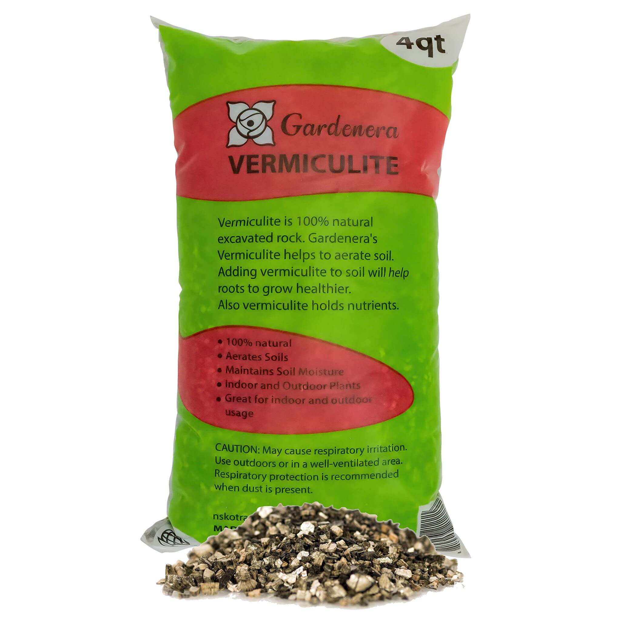 Horticultural Organic Vermiculite by GARDENERA - (Made in Ukraine) - Medium Grade - Natural Soil Additive for Potted Plants, Orchids, Hydroponics, Terrariums (4 Quart)