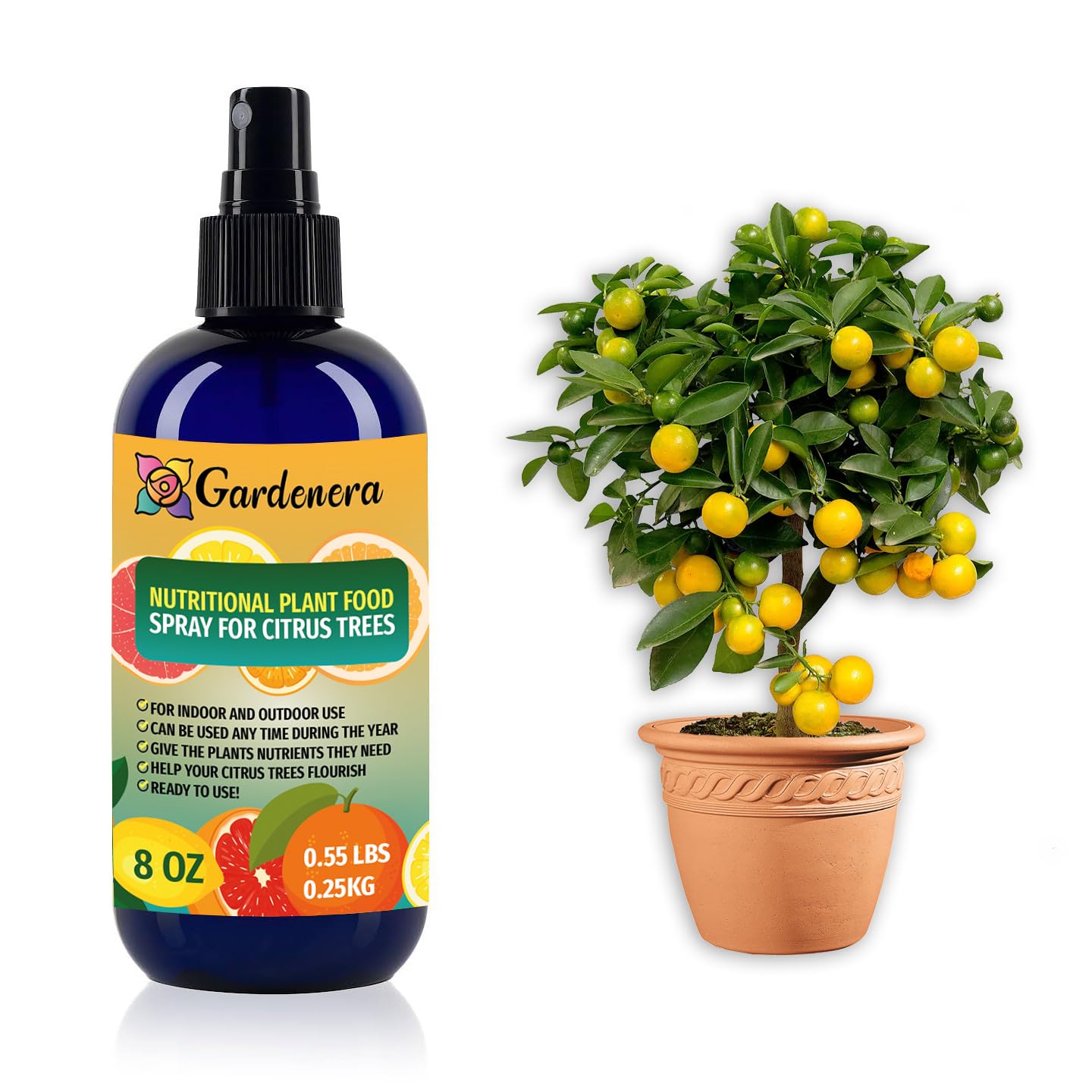 Gardenera Premium Nutritional Plant Food Spray for CITRUS TREES - Balanced Nutrition Plant Superfood | Excellent Growth Booster for All Citrus Trees in Pots - 8oz