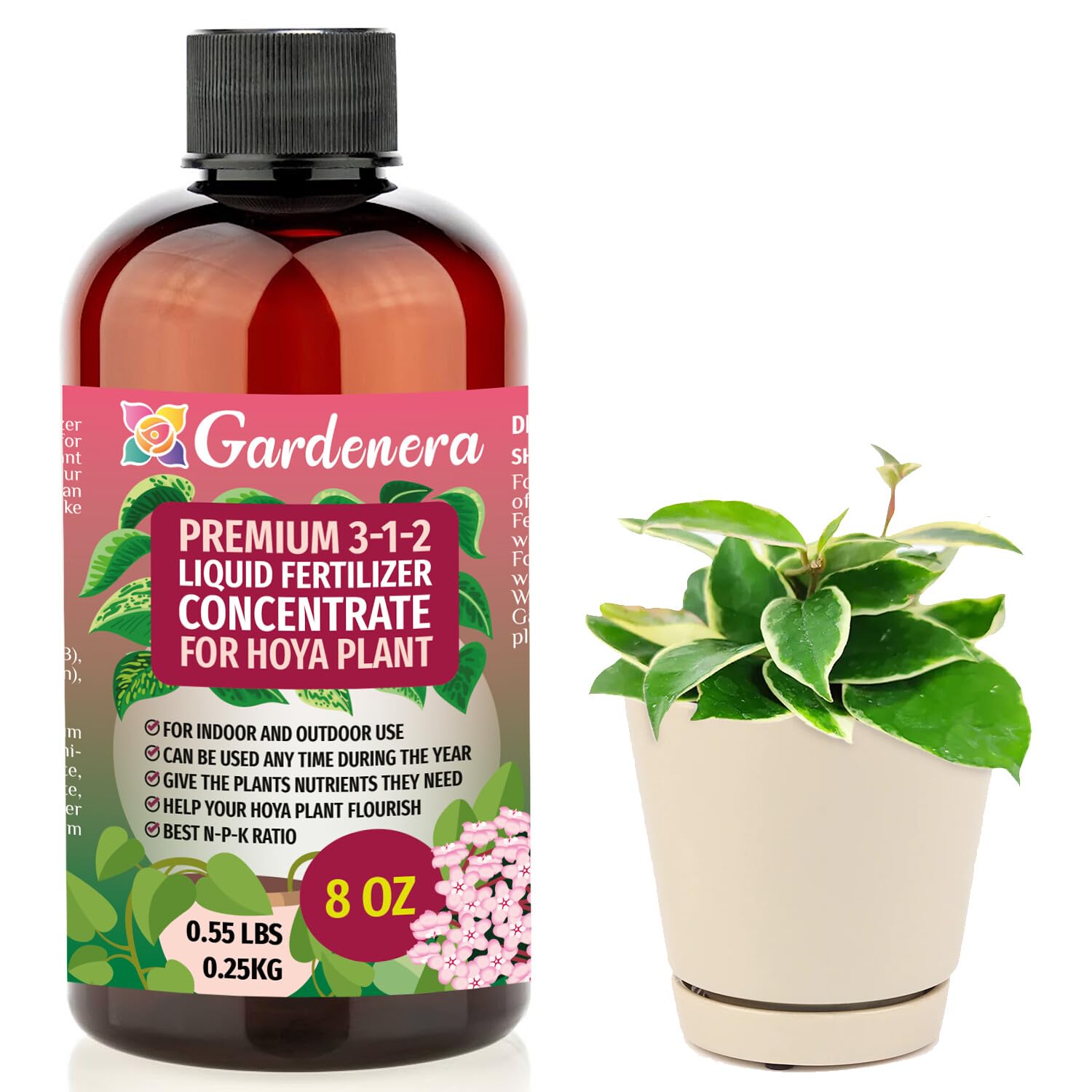 Premium Liquid HOYA Plant Fertilizer - 3-1-2 Concentrate for Indoor Plants and Flowers by Gardenera | Organic Plant Food for Hoya Plants - 32oz