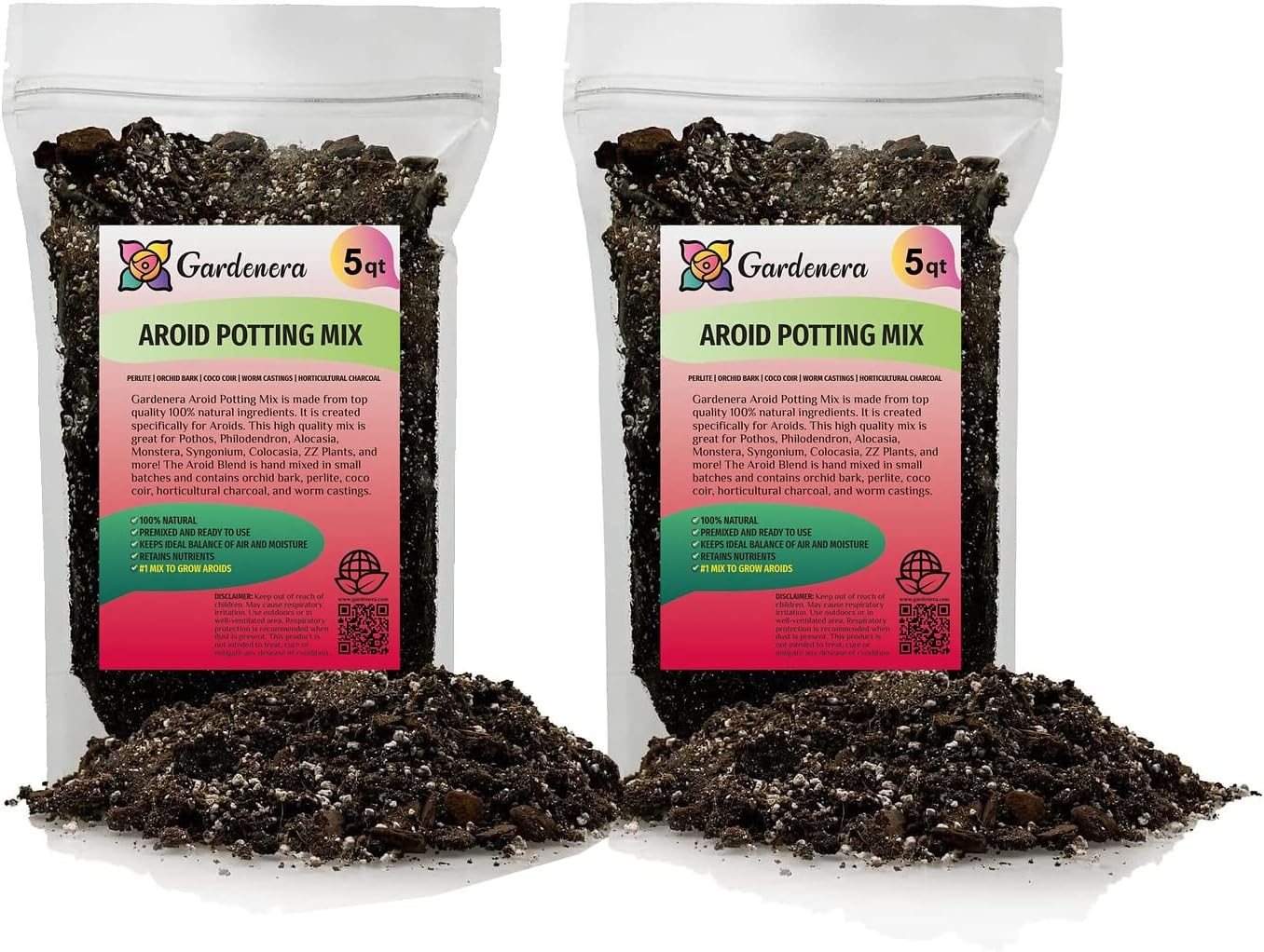 PREMIUM Aroid Potting Mix - Soil Free Blend for Aroids - Growing Medium for House Plants by Gardenera - (1 Quart Bag)