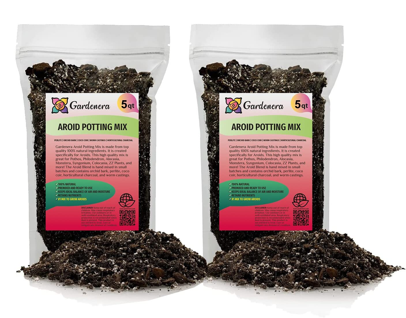 PREMIUM Aroid Potting Mix - Soil Free Blend for Aroids - Growing Medium for House Plants by Gardenera - (1 Quart Bag)