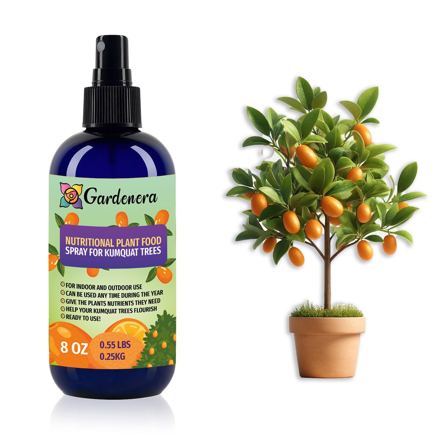 Gardenera Premium Nutritional Plant Food Spray for KUMQUAT - Balanced Nutrition Plant Superfood | Excellent Growth Booster for Kumquat Trees in Pots - 8oz