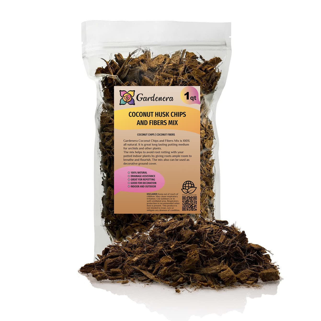 potting mix for ground orchids PREMIUM Coconut Husk Chips and Fibers Mix for Orchids, Houseplant, Monstera and Fiddle Leaf Fig by GARDENERA (1 Quart Bag) 1 QT